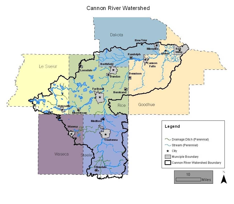 Map of the Cannon River Watershed